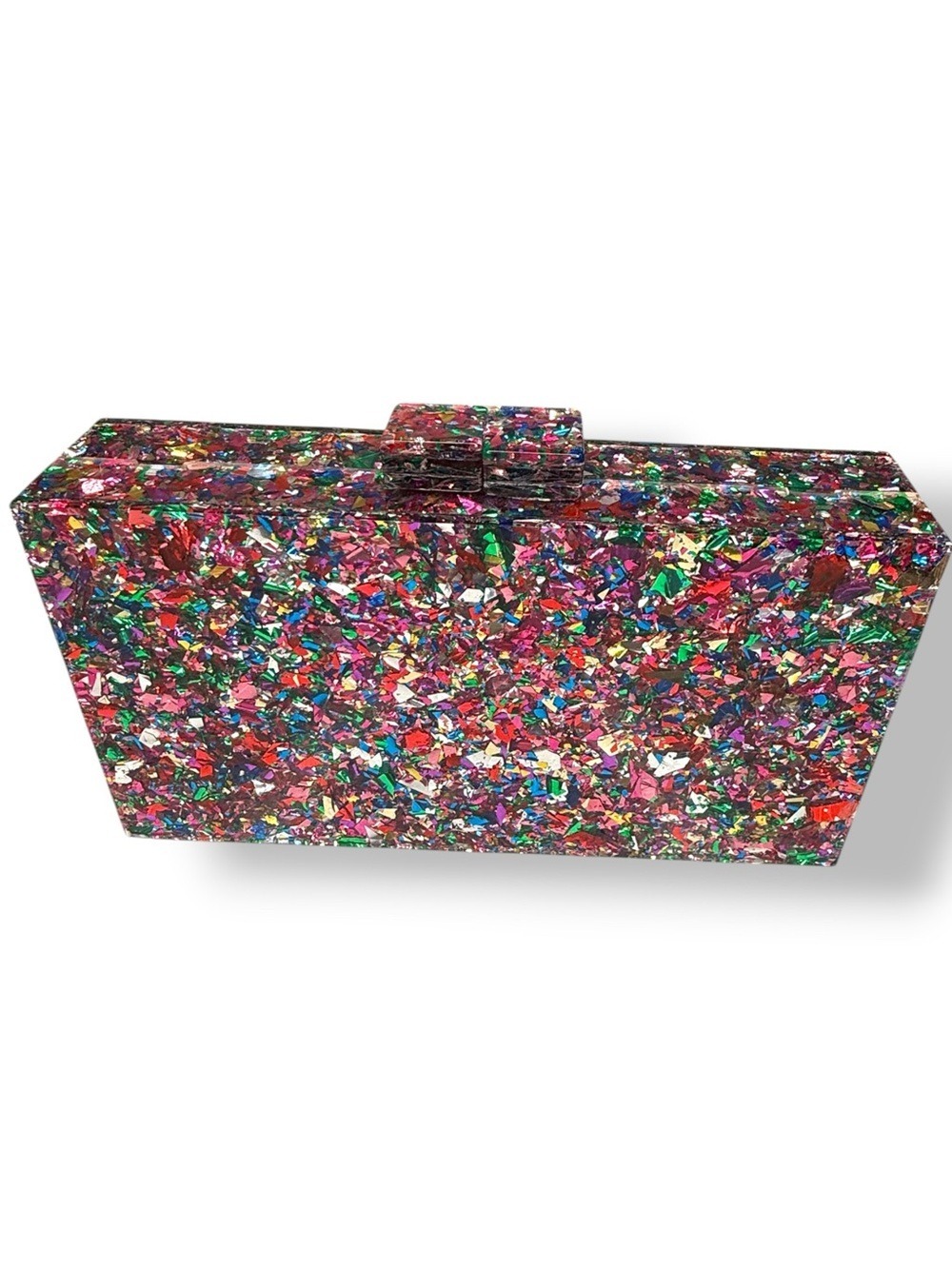 Multicolor Acrylic Evil Eye Box Clutch Crossbody Bag - Picture 3 of 4
